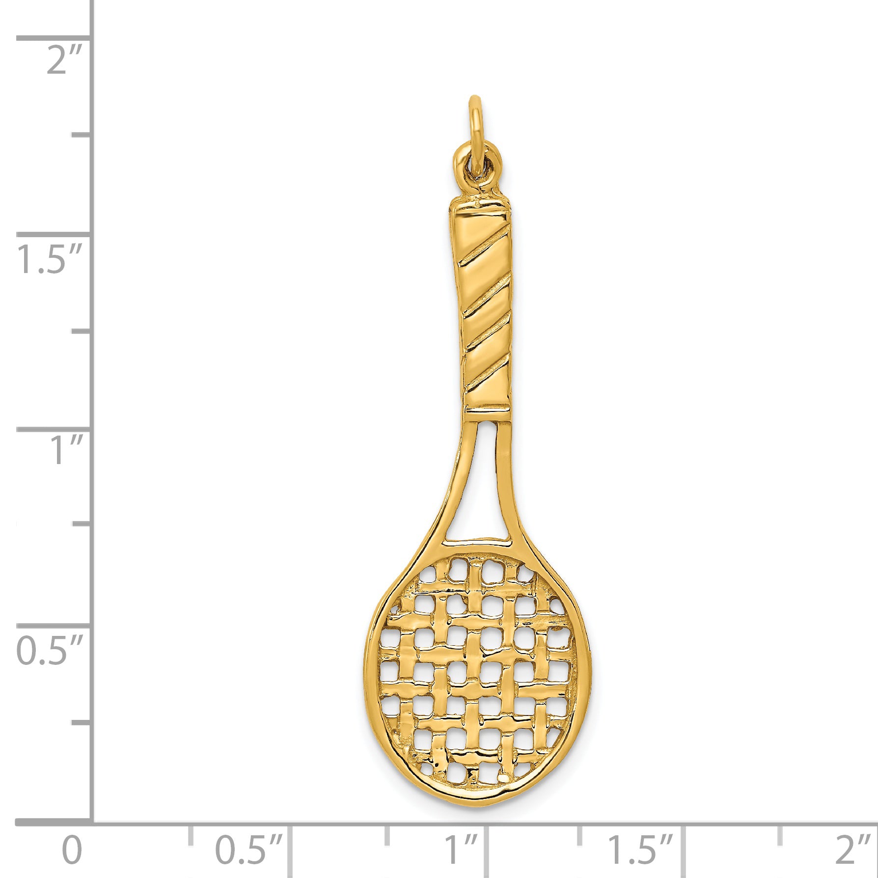 Sophia Jewelers 14K Gold Tennis Racquet Pendant for Men, Polished Finish