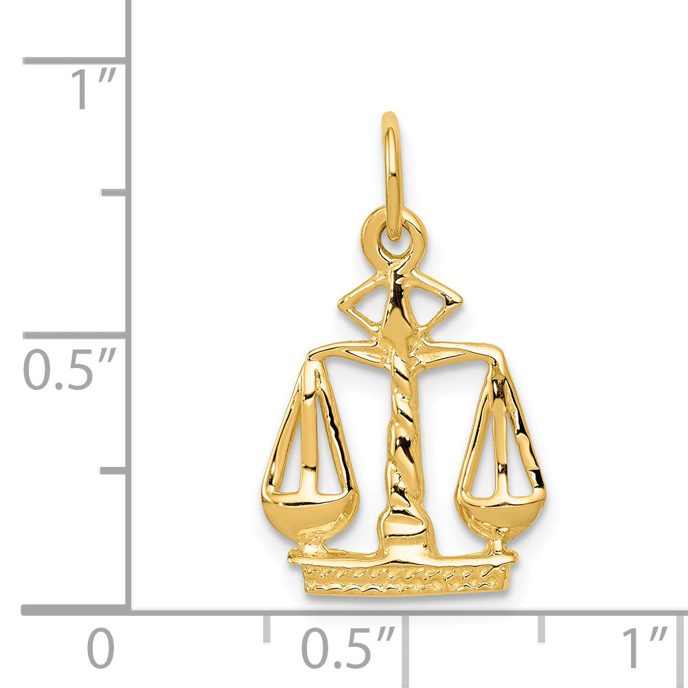 14K Gold Polished Scales of Justice Charm for Elegant Sophistication