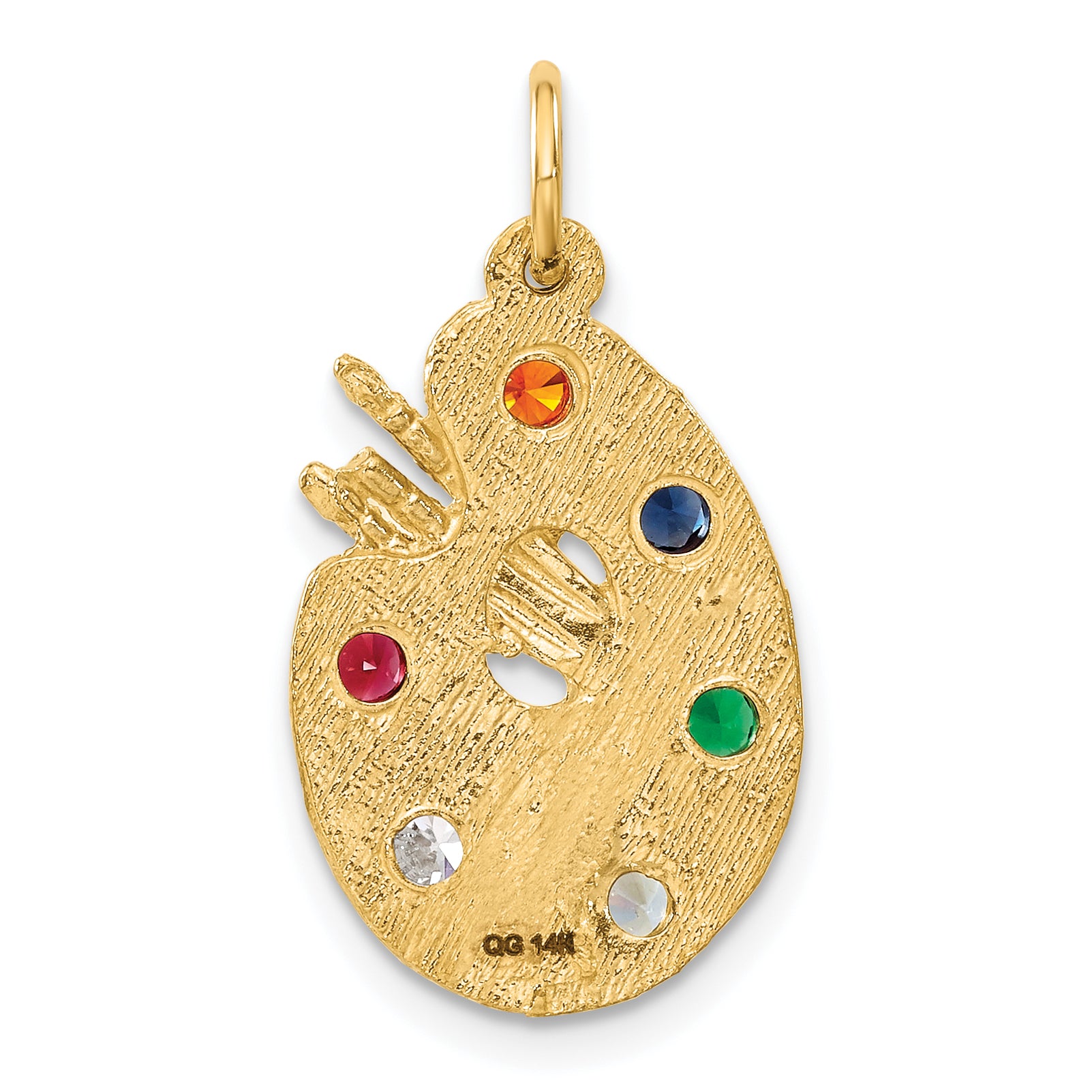 14k CZ Stones Artist Palette Charm