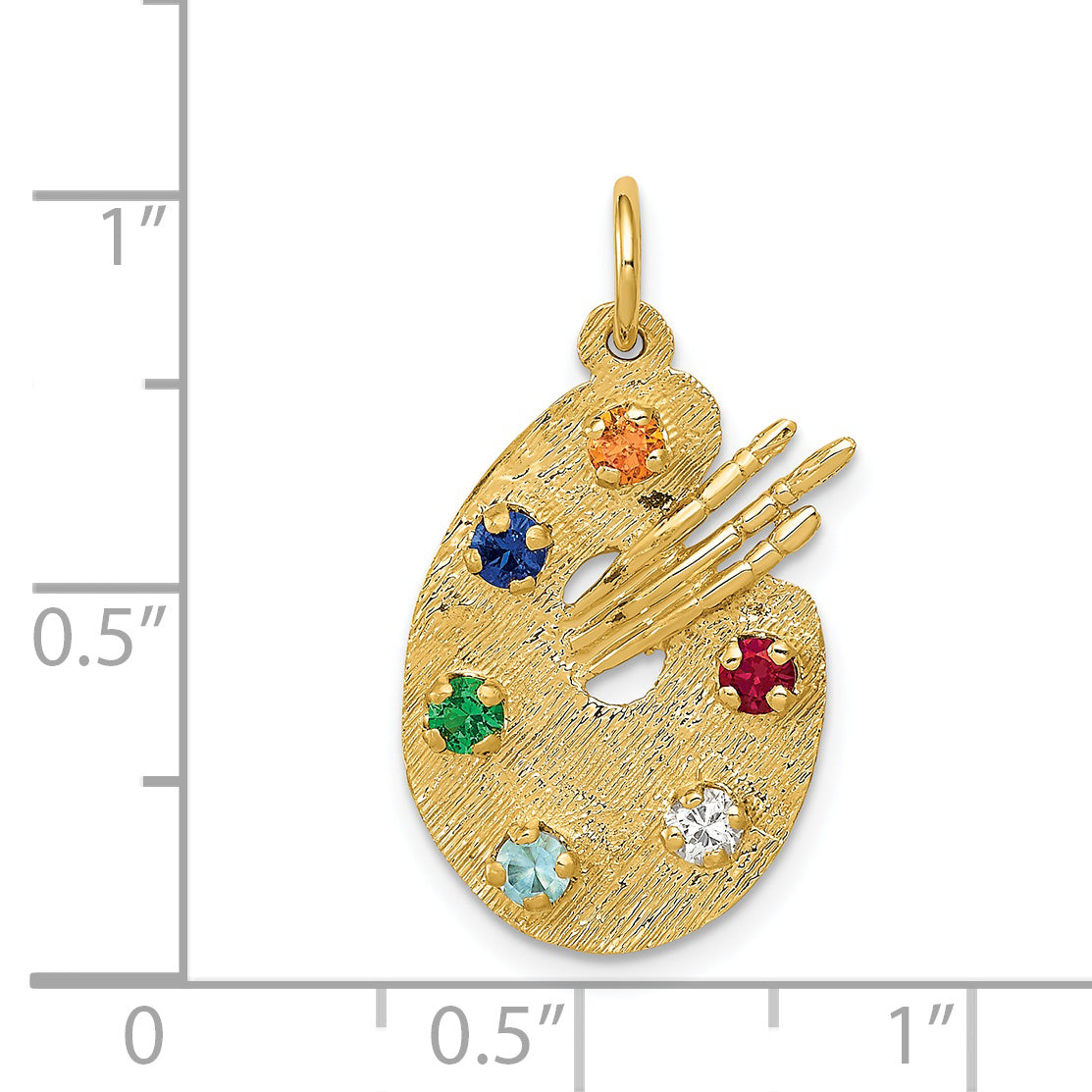 14k CZ Stones Artist Palette Charm