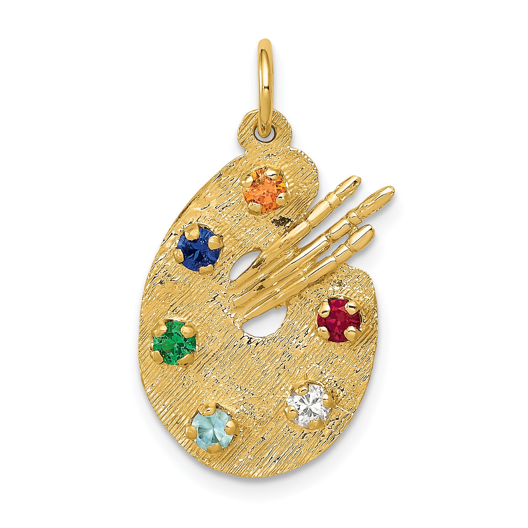 14k CZ Stones Artist Palette Charm