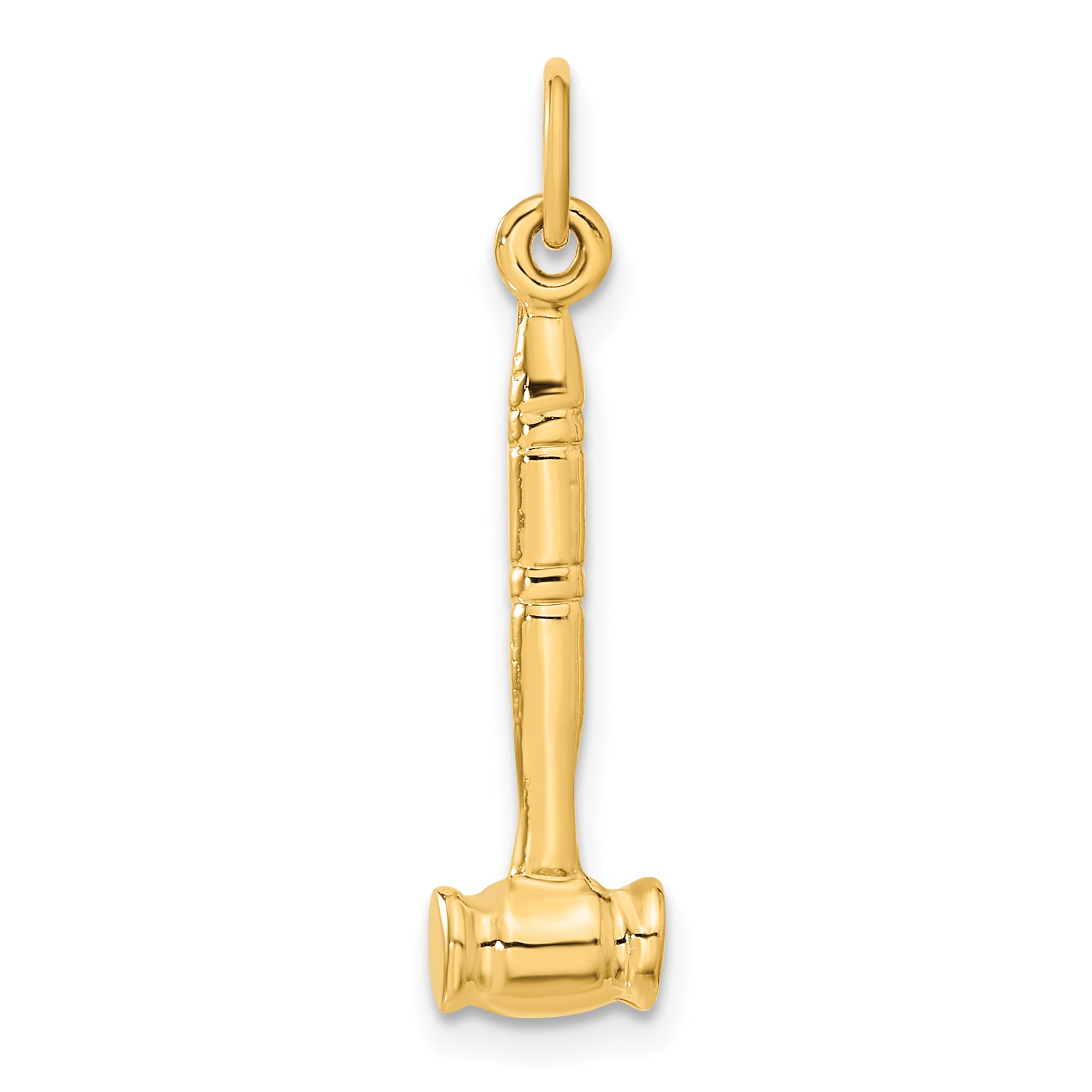 14K Gold Polished 3D Gavel Charm for Men by Sophia Jewelers