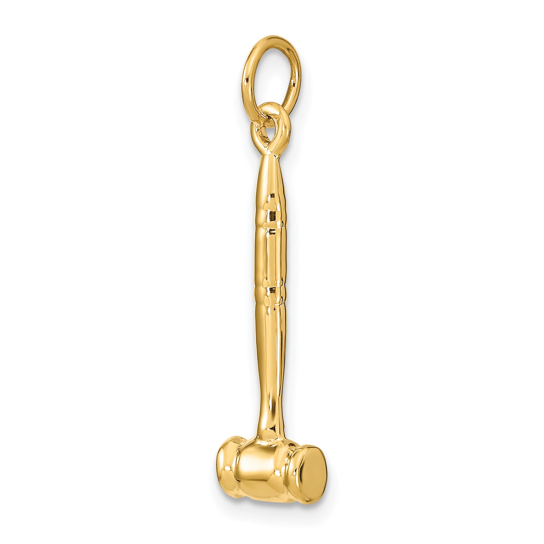 14K Gold Polished 3D Gavel Charm for Men by Sophia Jewelers