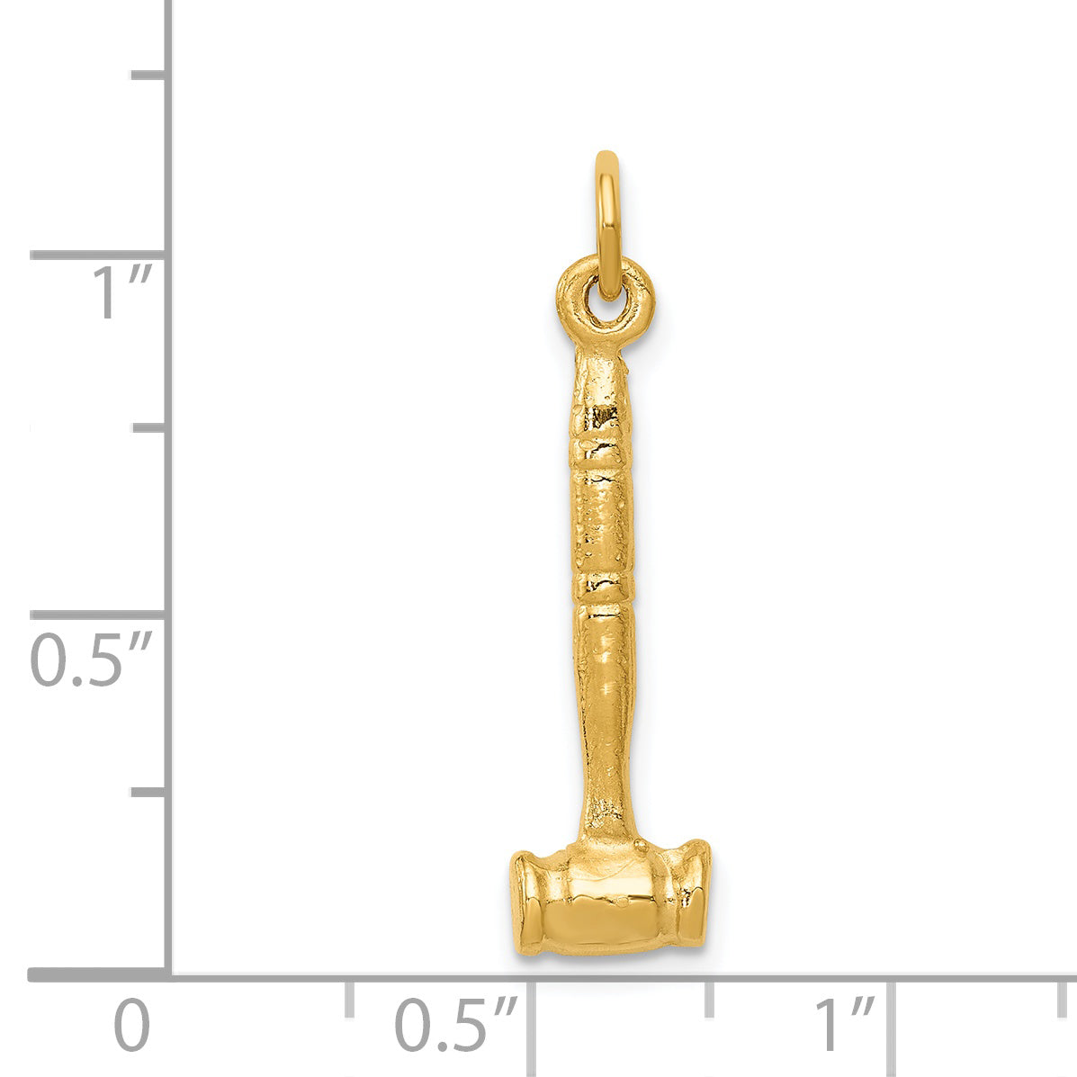 14K Gold Polished 3D Gavel Charm for Men by Sophia Jewelers