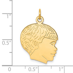 14k Solid Polished Boys Head Charm