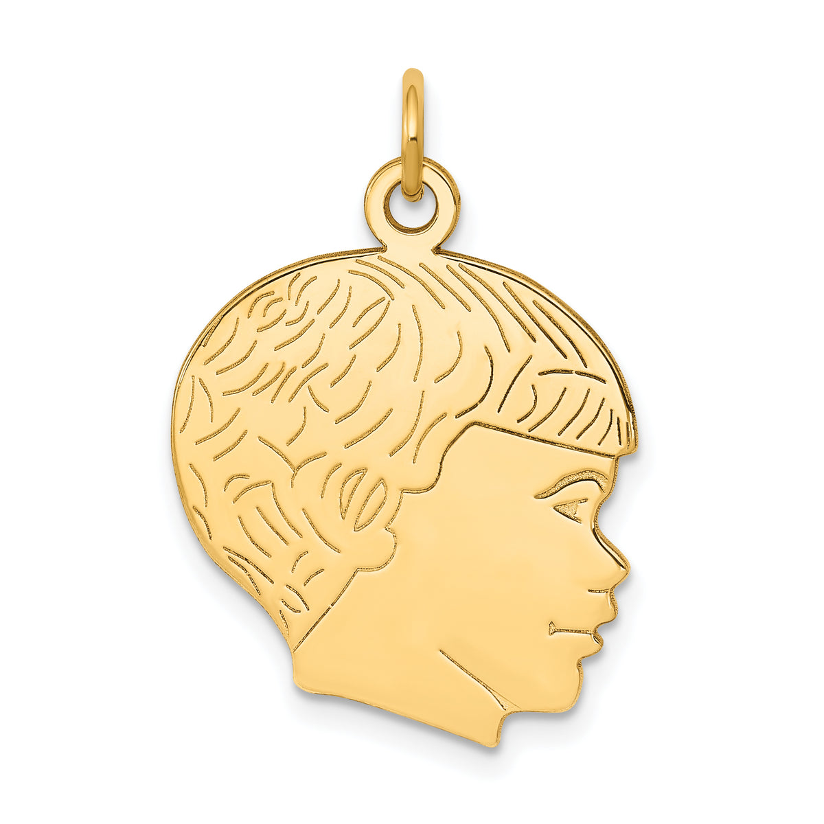 14k Solid Polished Boys Head Charm