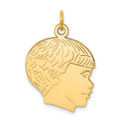 14k Solid Polished Boys Head Charm