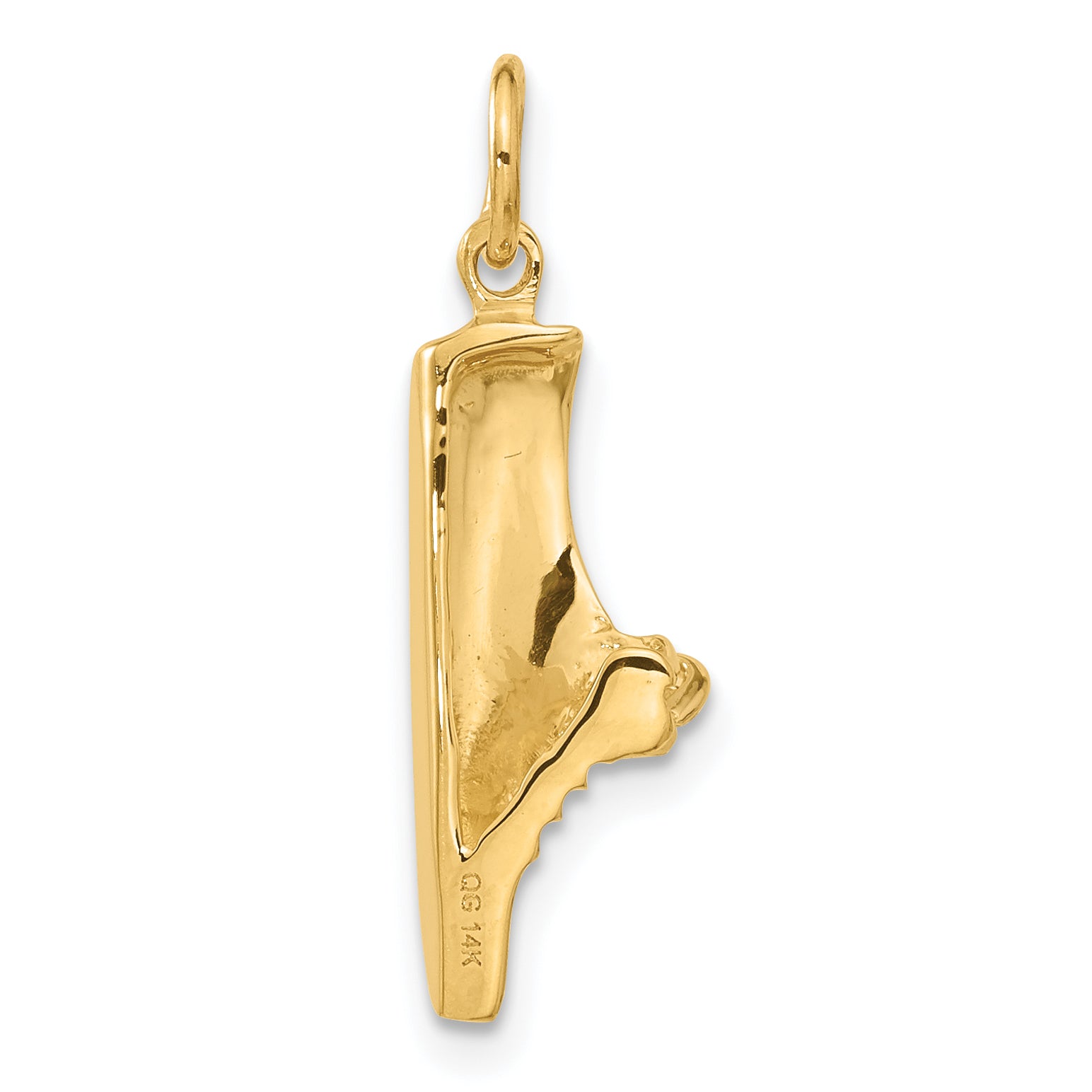 14K Gold Jogging Shoe Charm with Polished Textured Finish