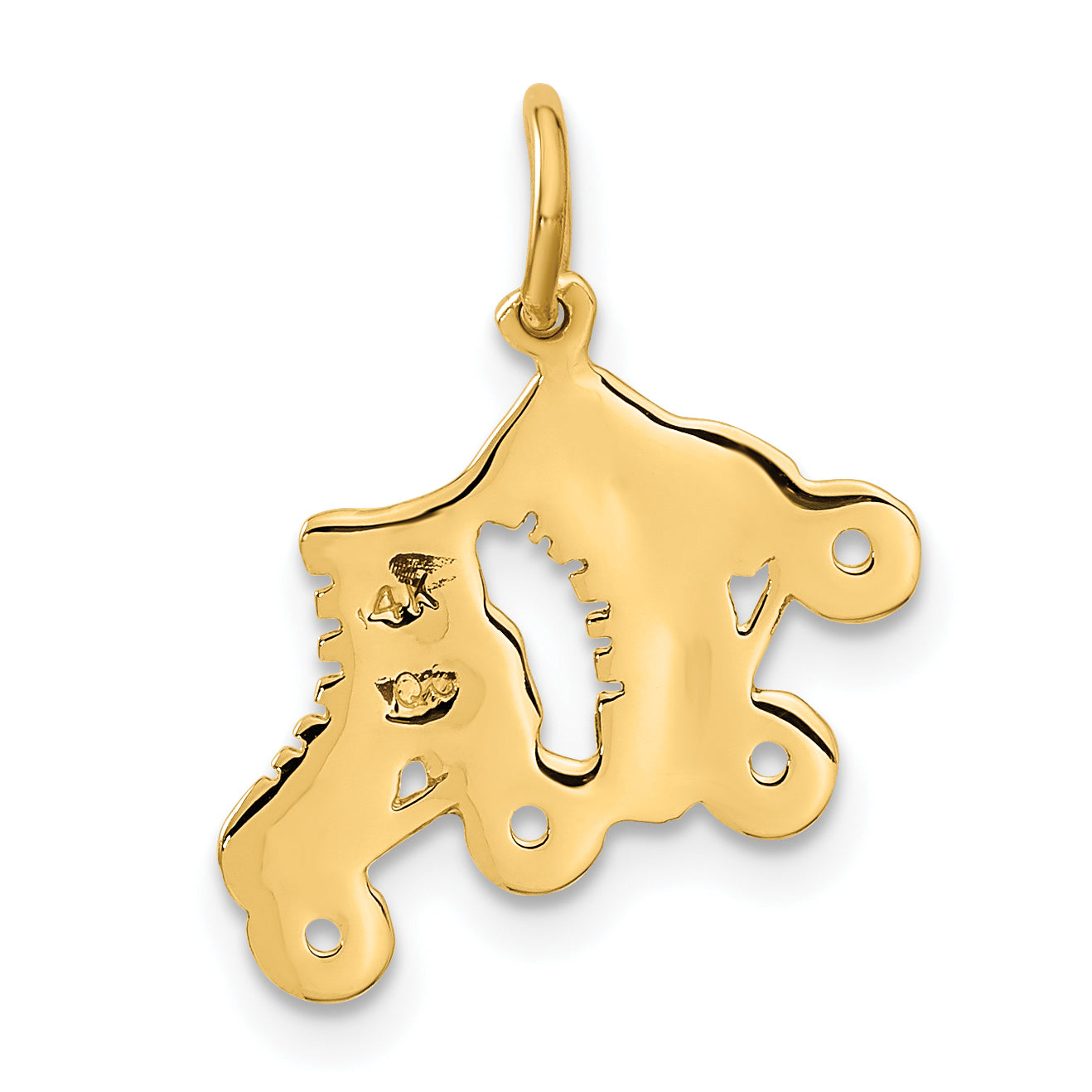 14K Gold Roller Skates Charm with Polished Finish