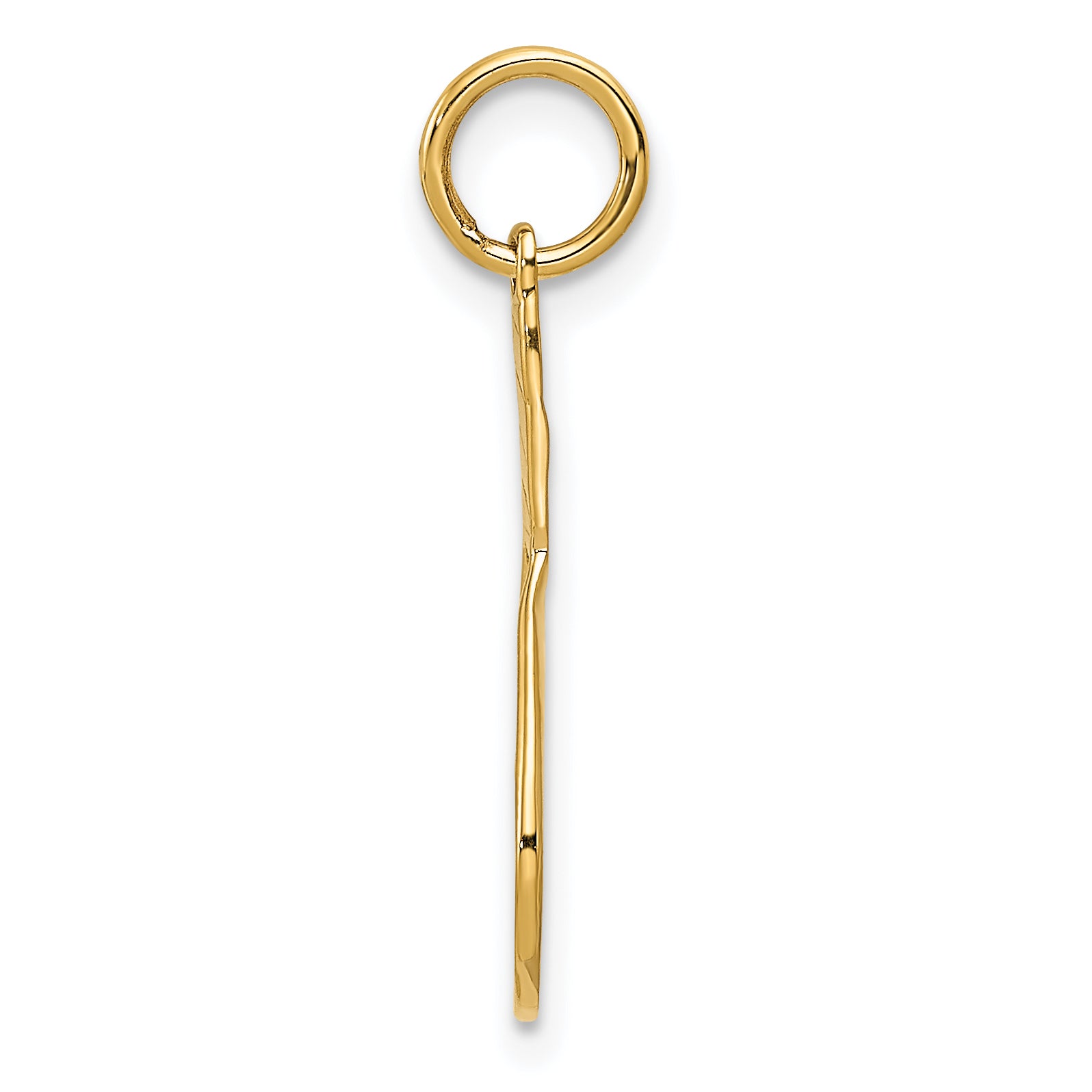 14K Gold Textured Racquet Charm with Polished Finish