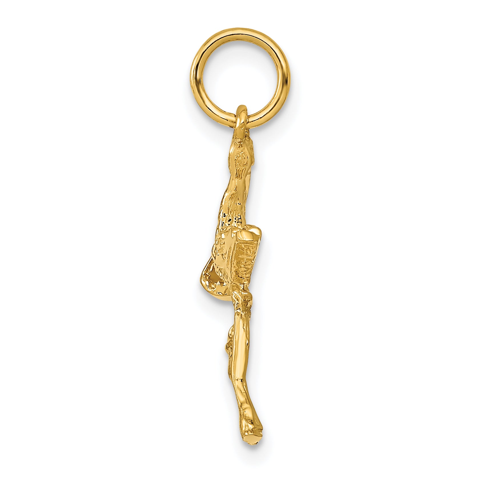 14K Gold 3D Stork Charm Pendant Elegant Themed Design