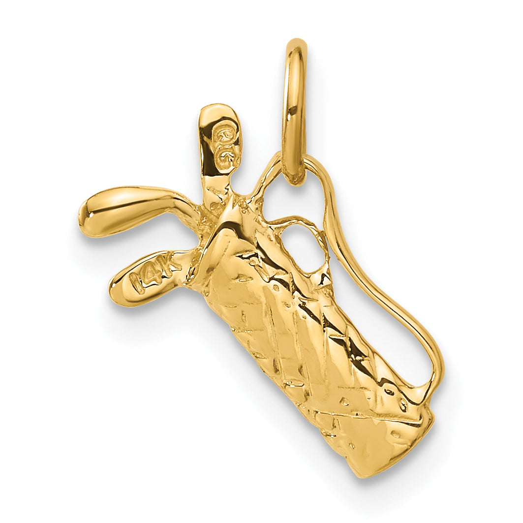 14K Gold 3D Textured Golf Bag Charm for Men