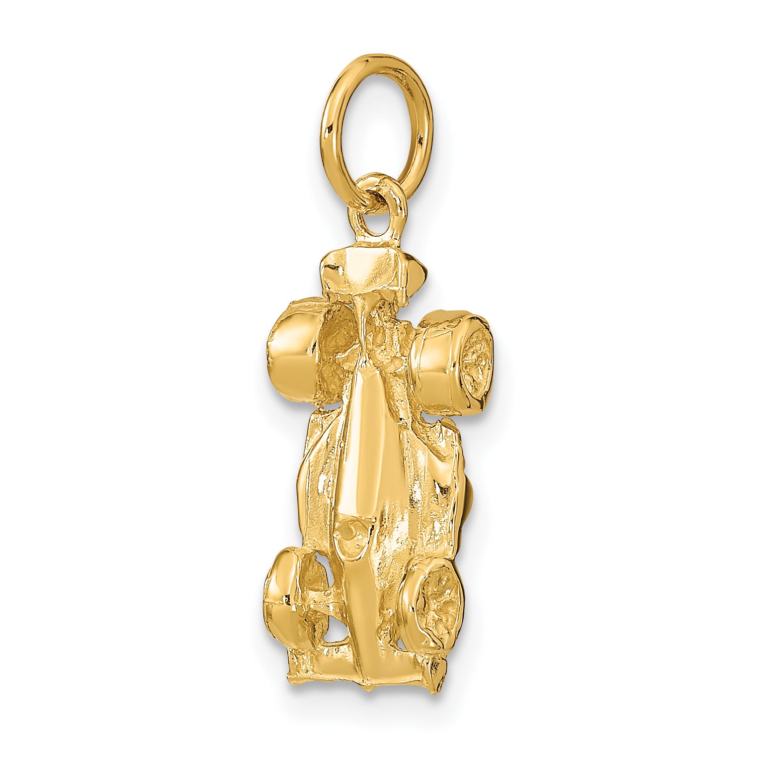 14K Gold 3D Race Car Charm for Men  Polished Finish