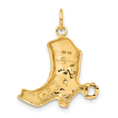 14K Gold Polished Boot Charm Unisex Pendant by Sophia Jewelers