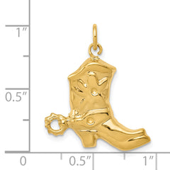 14K Gold Polished Boot Charm Unisex Pendant by Sophia Jewelers