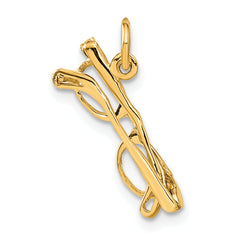 14K Gold Moveable Glasses Charm with Polished 3D Unisex Design