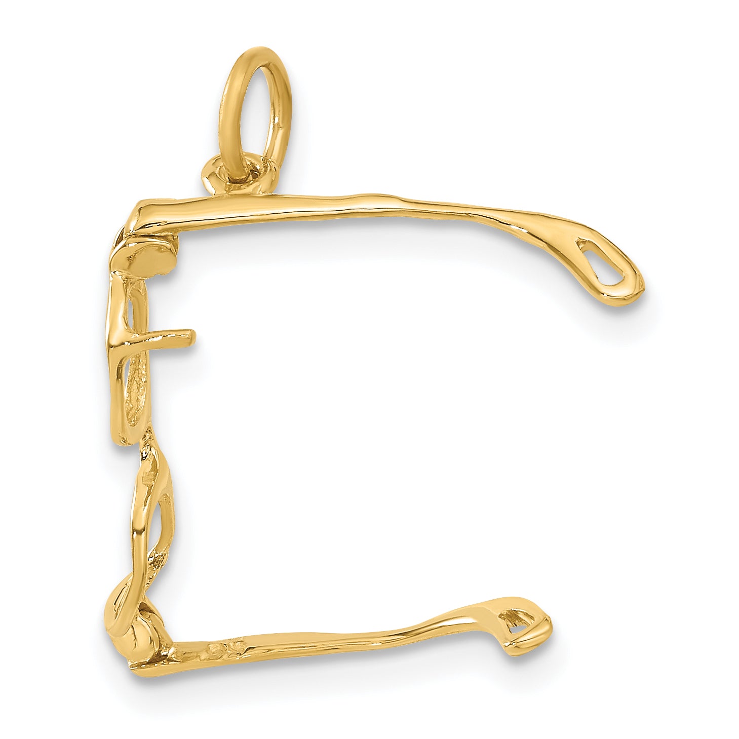 14K Gold Moveable Glasses Charm with Polished 3D Unisex Design