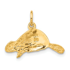 14K Gold Beaver Charm Men's Pendant with Polished Textured Finish