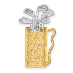 14K Two-Tone Gold Men's Golf Bag Pendant Polished and Textured