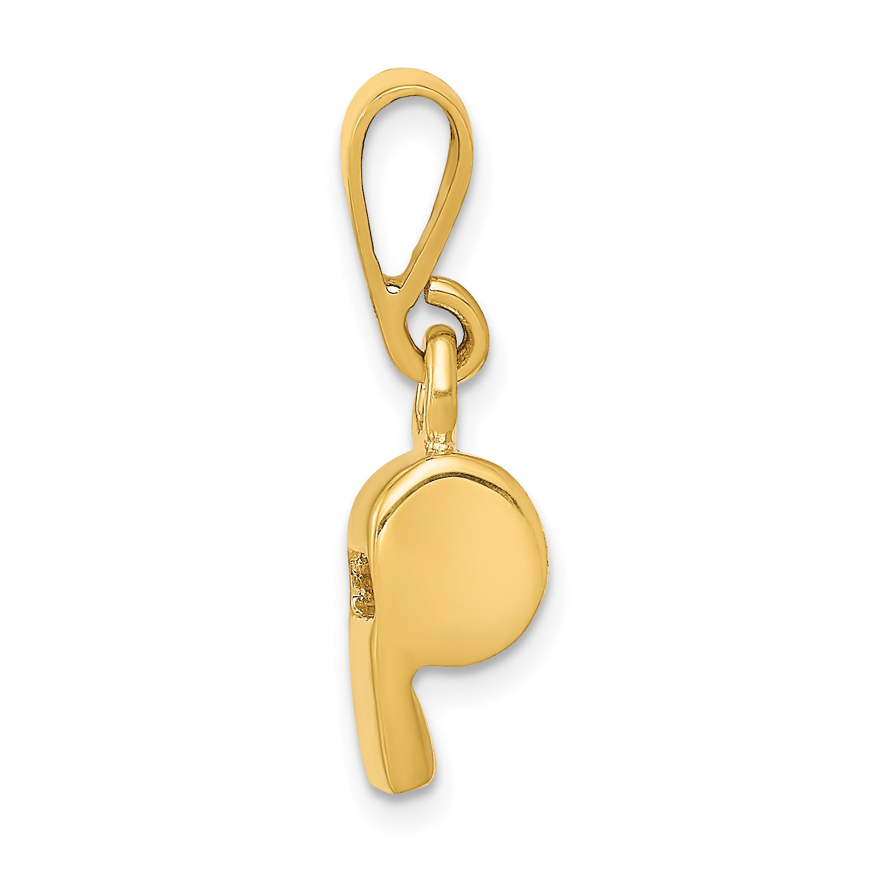 14K Gold 3D Sports Whistle Pendant with Polished Finish