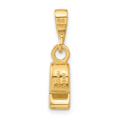 14K Gold 3D Sports Whistle Pendant with Polished Finish