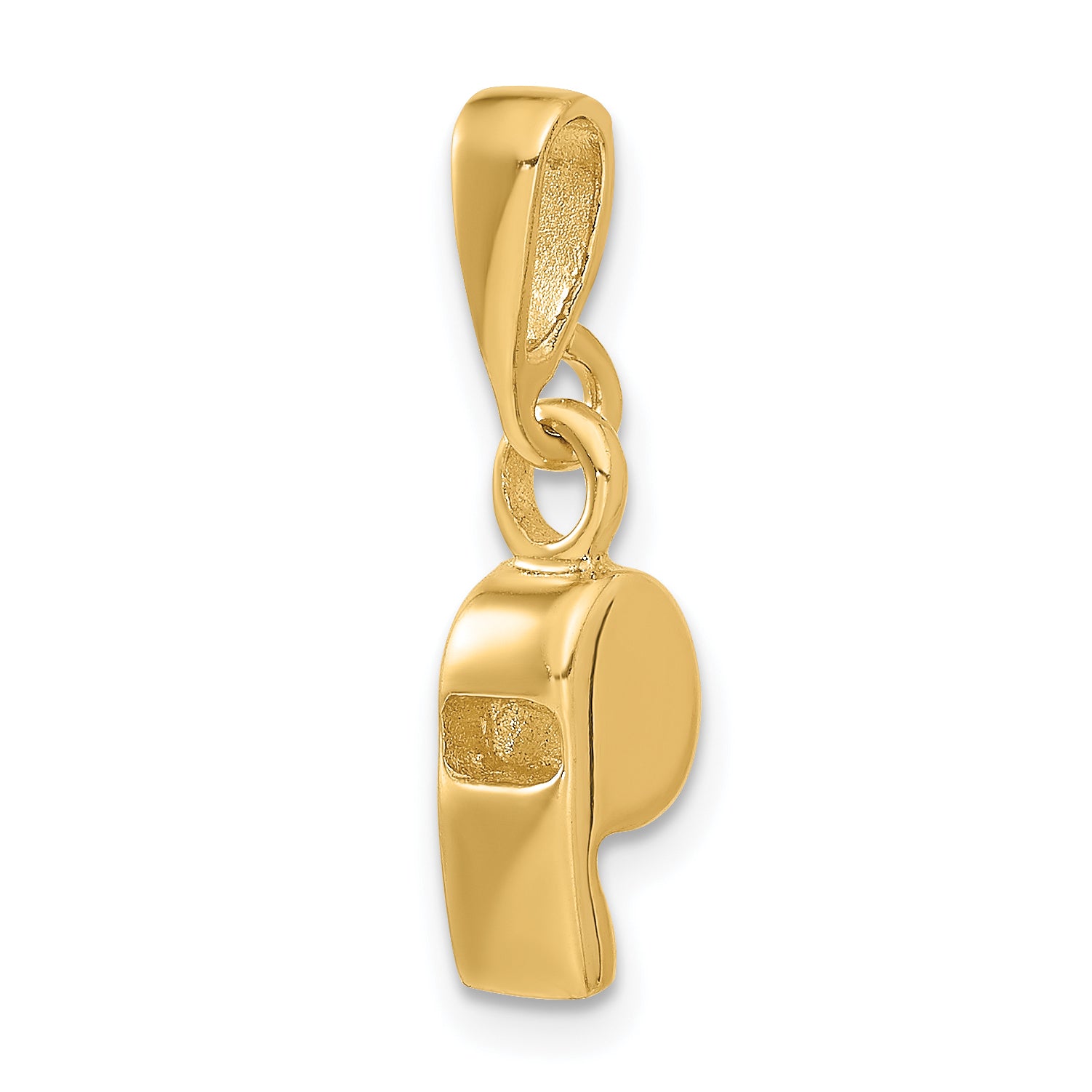 14K Gold 3D Sports Whistle Pendant with Polished Finish