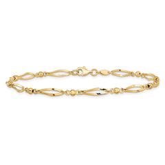 14k Polished and Diamond-cut 9in  Anklet