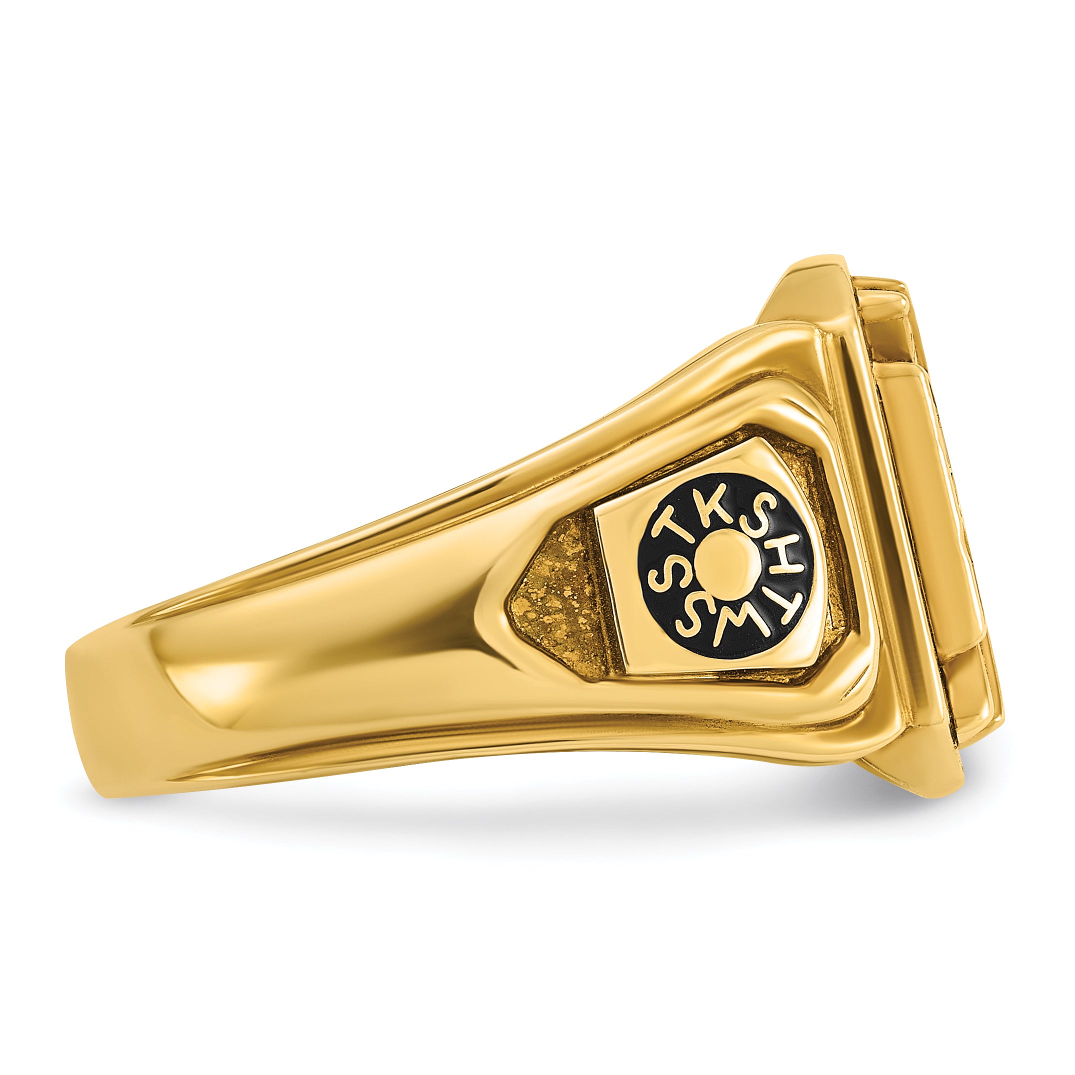 IBGoodman 10k Men's Polished and Textured with Multi-color Enamel Knights Templar Masonic Ring