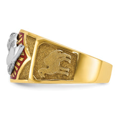 IBGoodman 10k Two-tone Men's Polished and Textured with Multi-color Enamel Masonic Shriner's Ring