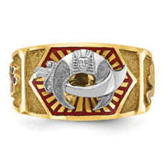 IBGoodman 10k Two-tone Men's Polished and Textured with Multi-color Enamel Masonic Shriner's Ring