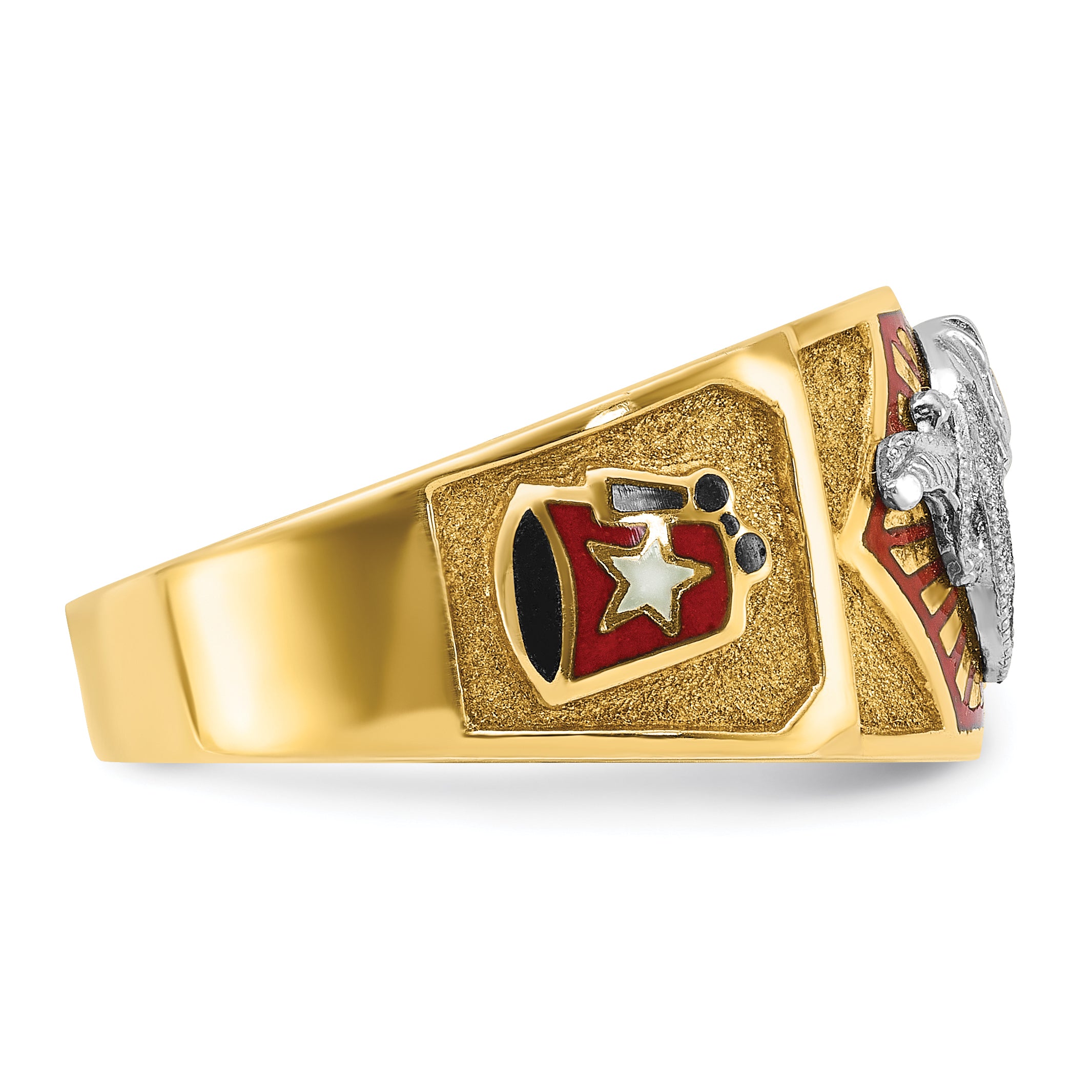 IBGoodman 10k Two-tone Men's Polished and Textured with Multi-color Enamel Masonic Shriner's Ring