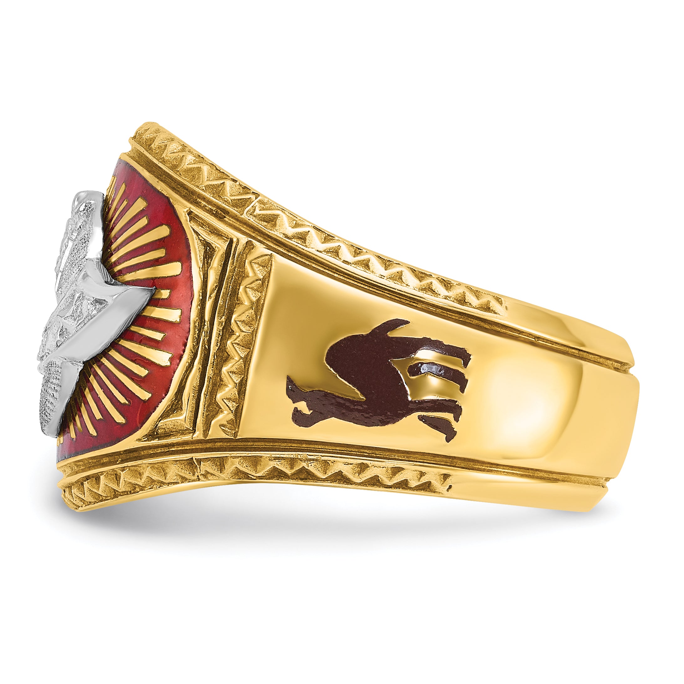 IBGoodman 10k Two-tone Men's Polished and Textured with Multi-color Enamel Masonic Shriner's Ring