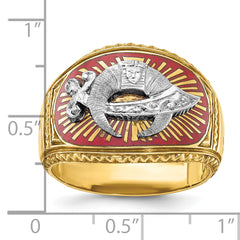 IBGoodman 10k Two-tone Men's Polished and Textured with Multi-color Enamel Masonic Shriner's Ring