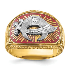 IBGoodman 10k Two-tone Men's Polished and Textured with Multi-color Enamel Masonic Shriner's Ring