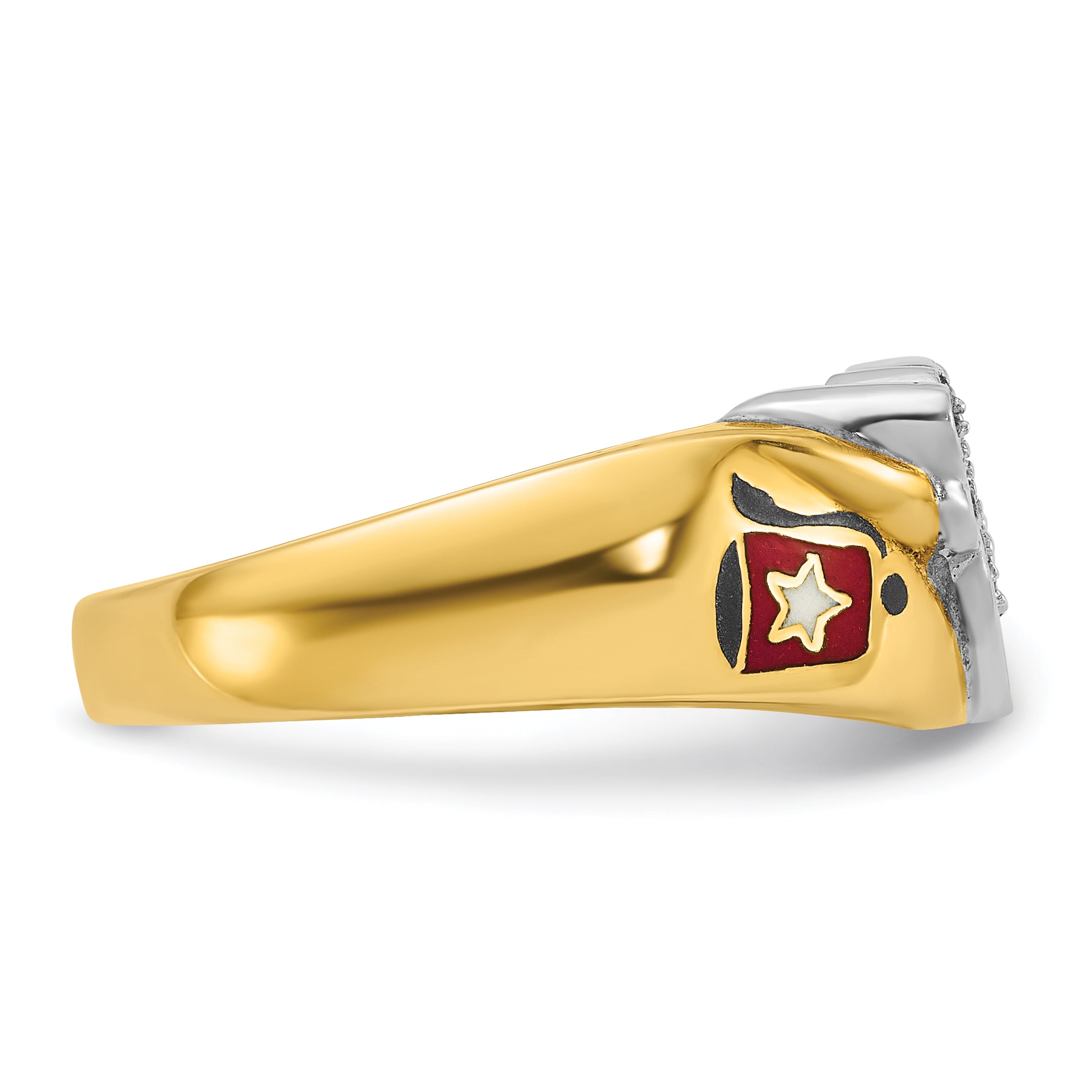 IBGoodman 10k Two-tone Men's Polished with Multi-color Enamel and Diamond Masonic Shriner's Ring