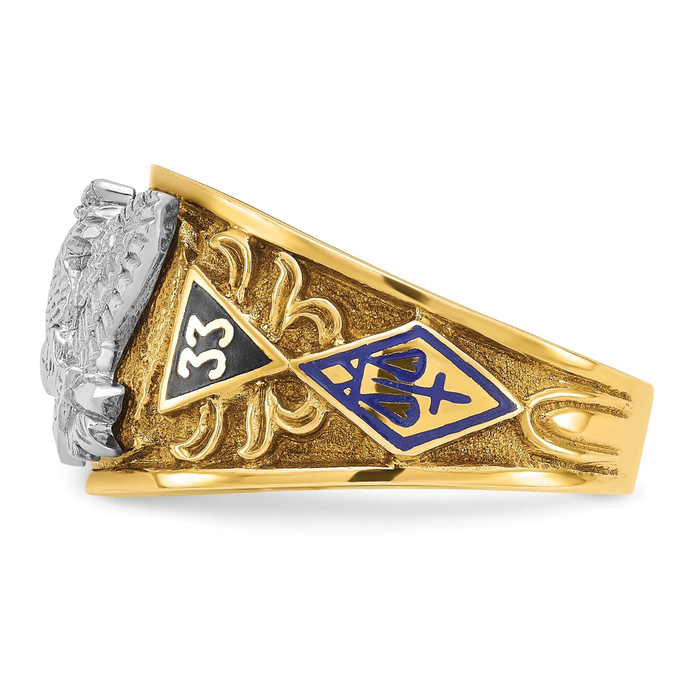 IBGoodman 10k Two-tone Men's Polished and Textured with Multi-color Enamel Active 33rd Degree Masonic Ring