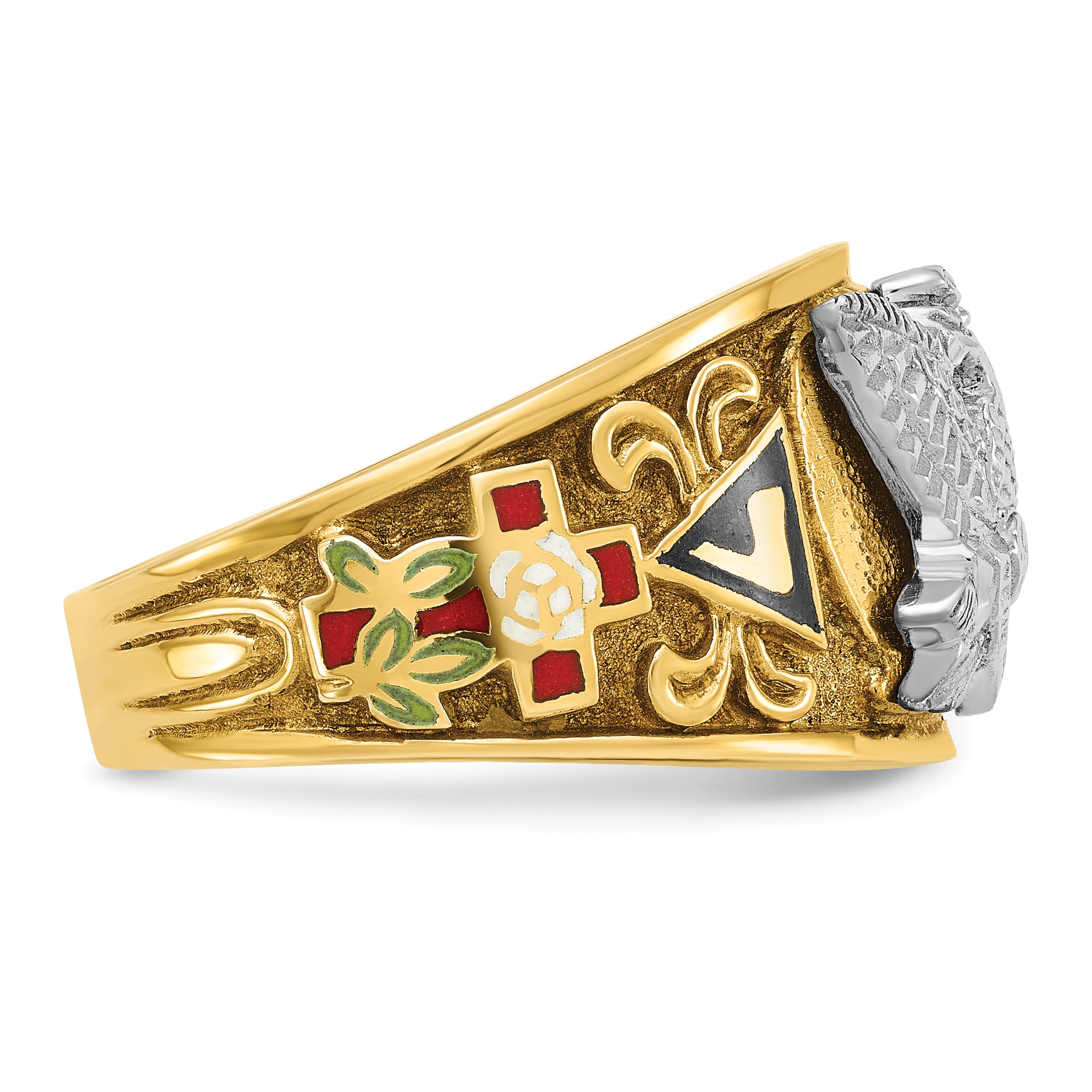 IBGoodman 10k Two-tone Men's Polished and Textured with Multi-color Enamel Active 33rd Degree Masonic Ring