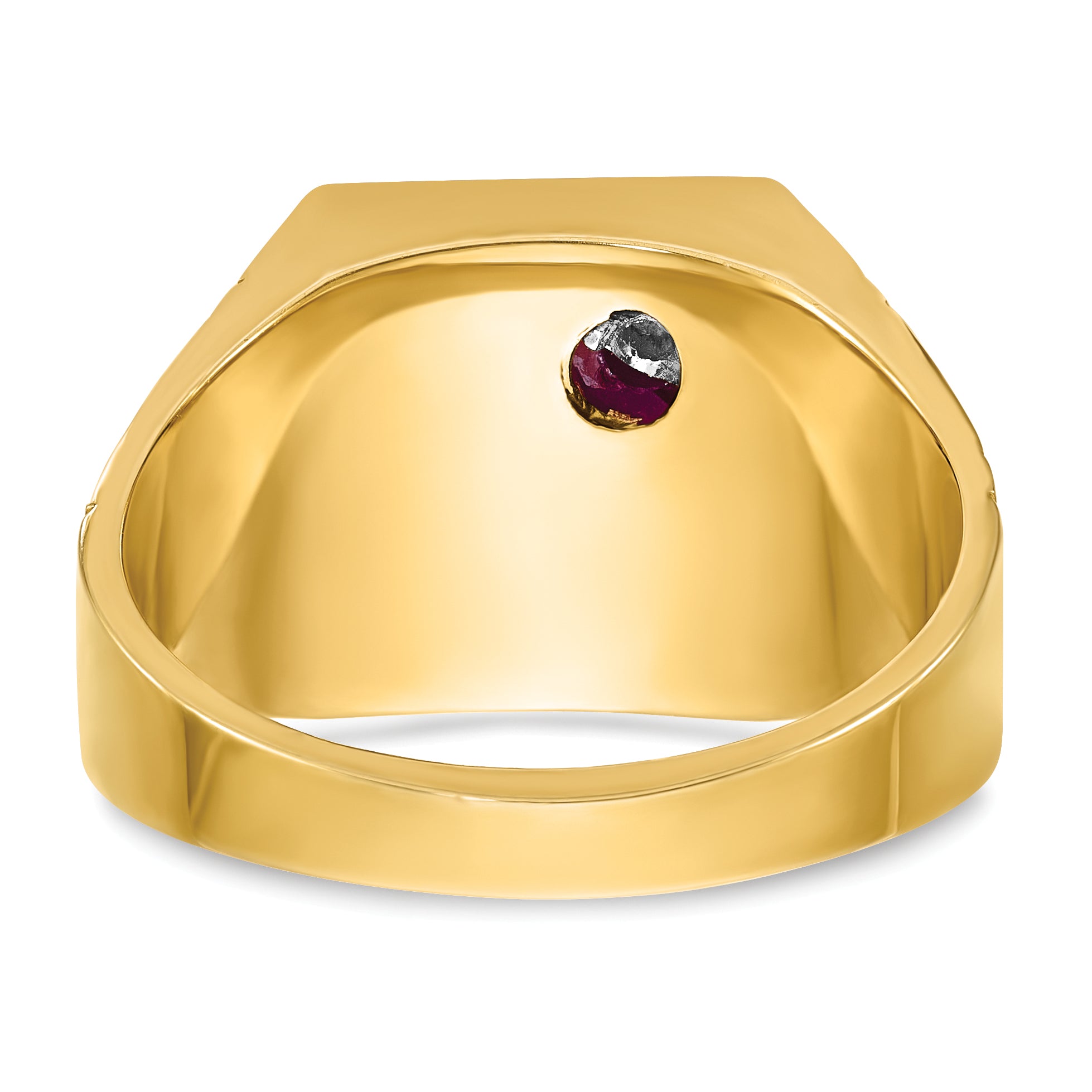 IBGoodman 10k Two-tone Men's Polished and Textured with Lab Created Ruby and Diamond Blue Lodge Master Masonic Ring