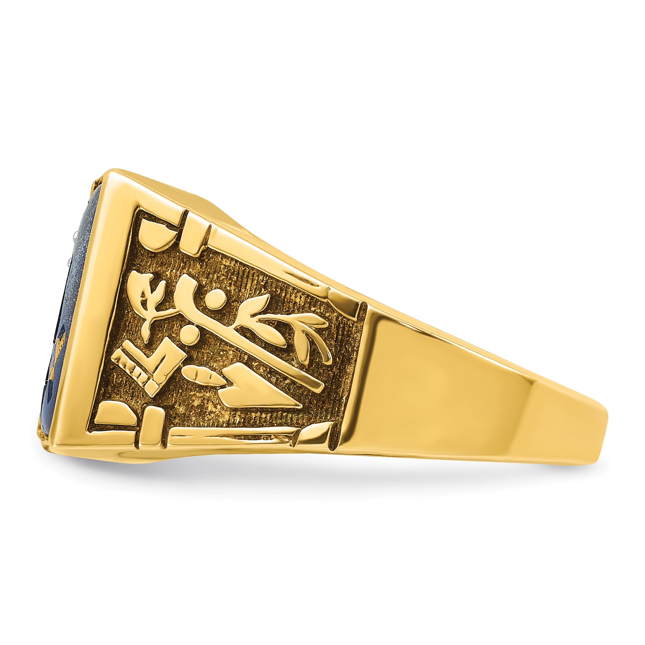 IBGoodman 10k Two-tone Men's Polished and Textured with Lab Created Sapphire and Diamond Blue Lodge Master Masonic Ring