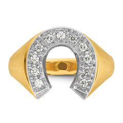 10k Two-tone IBGoodman Men's Satin Horseshoe Diamond Complete Ring