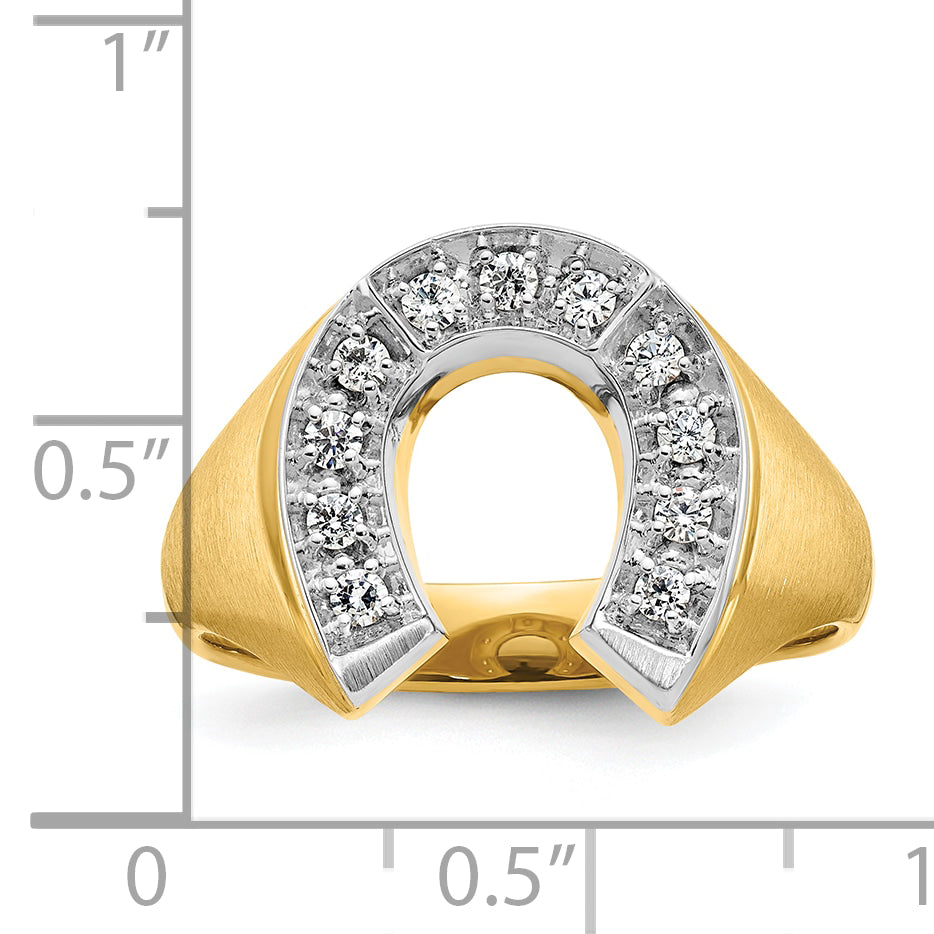 10k Two-tone IBGoodman Men's Satin Horseshoe Diamond Complete Ring