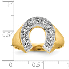 10k Two-tone IBGoodman Men's Satin Horseshoe Diamond Complete Ring