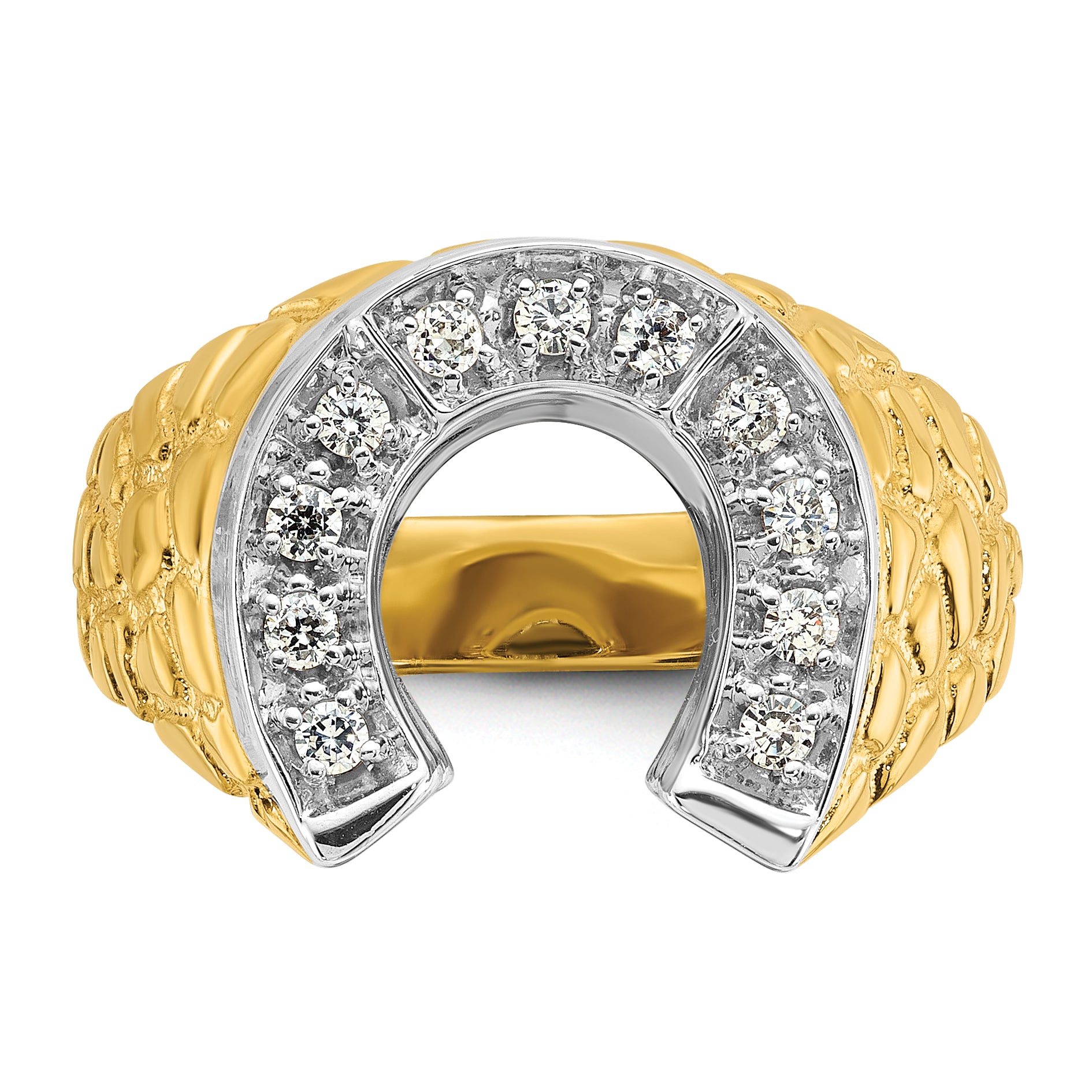 10k Two-tone IBGoodman Men's Horseshoe Diamond Complete Ring