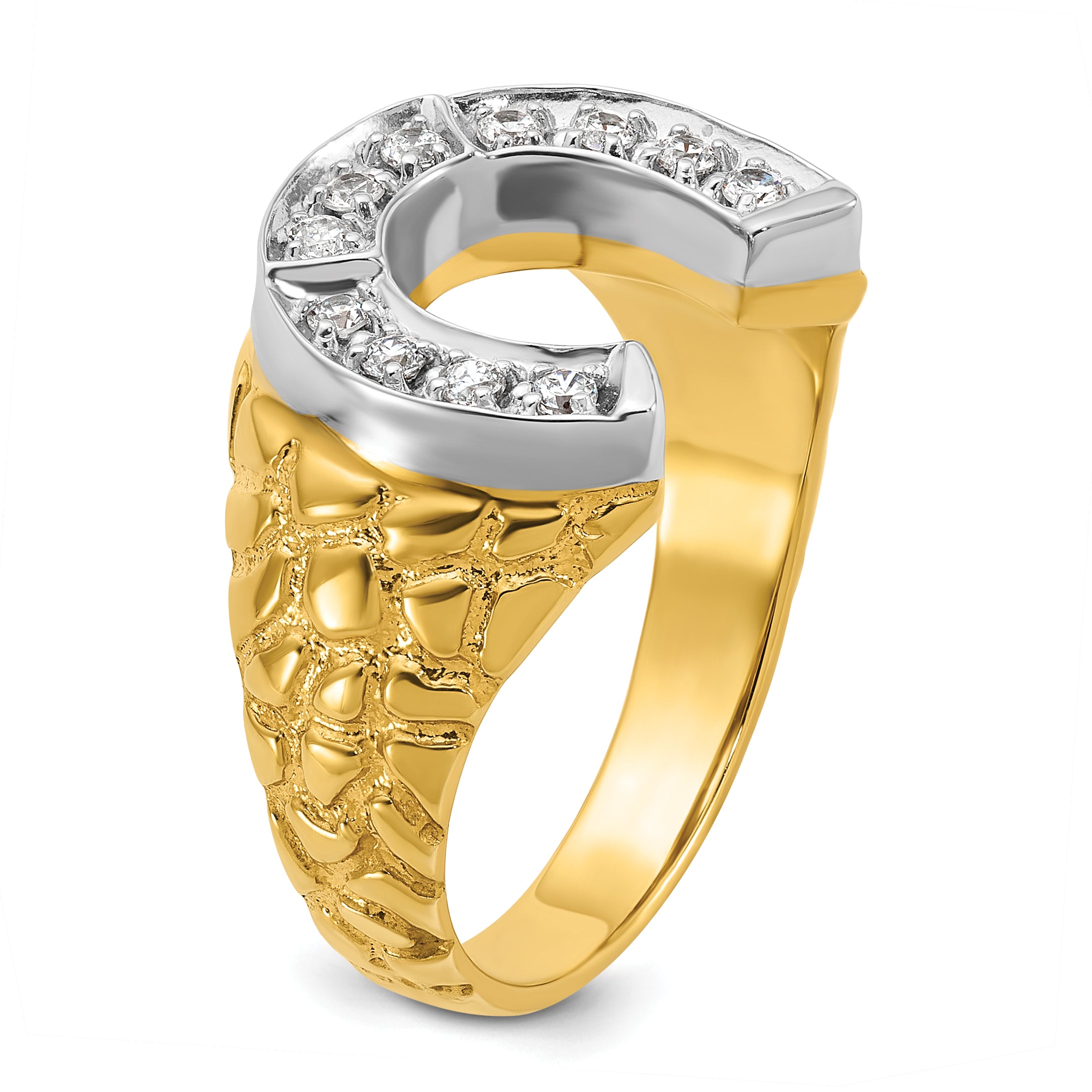 10k Two-tone IBGoodman Men's Horseshoe Diamond Complete Ring