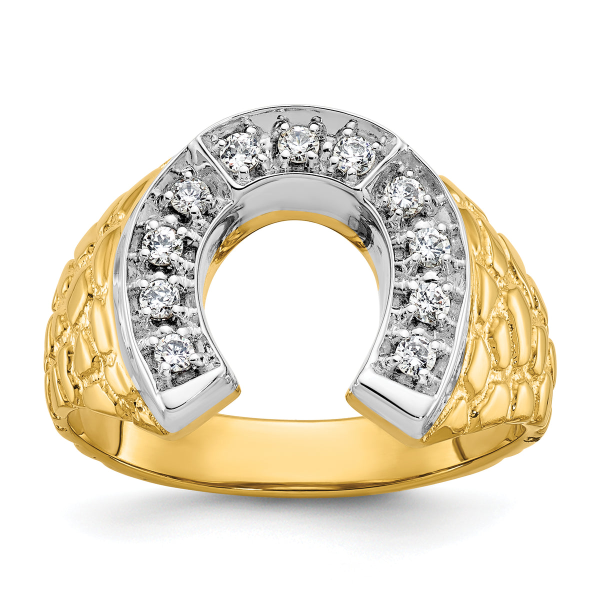 10k Two-tone IBGoodman Men's Horseshoe Diamond Complete Ring