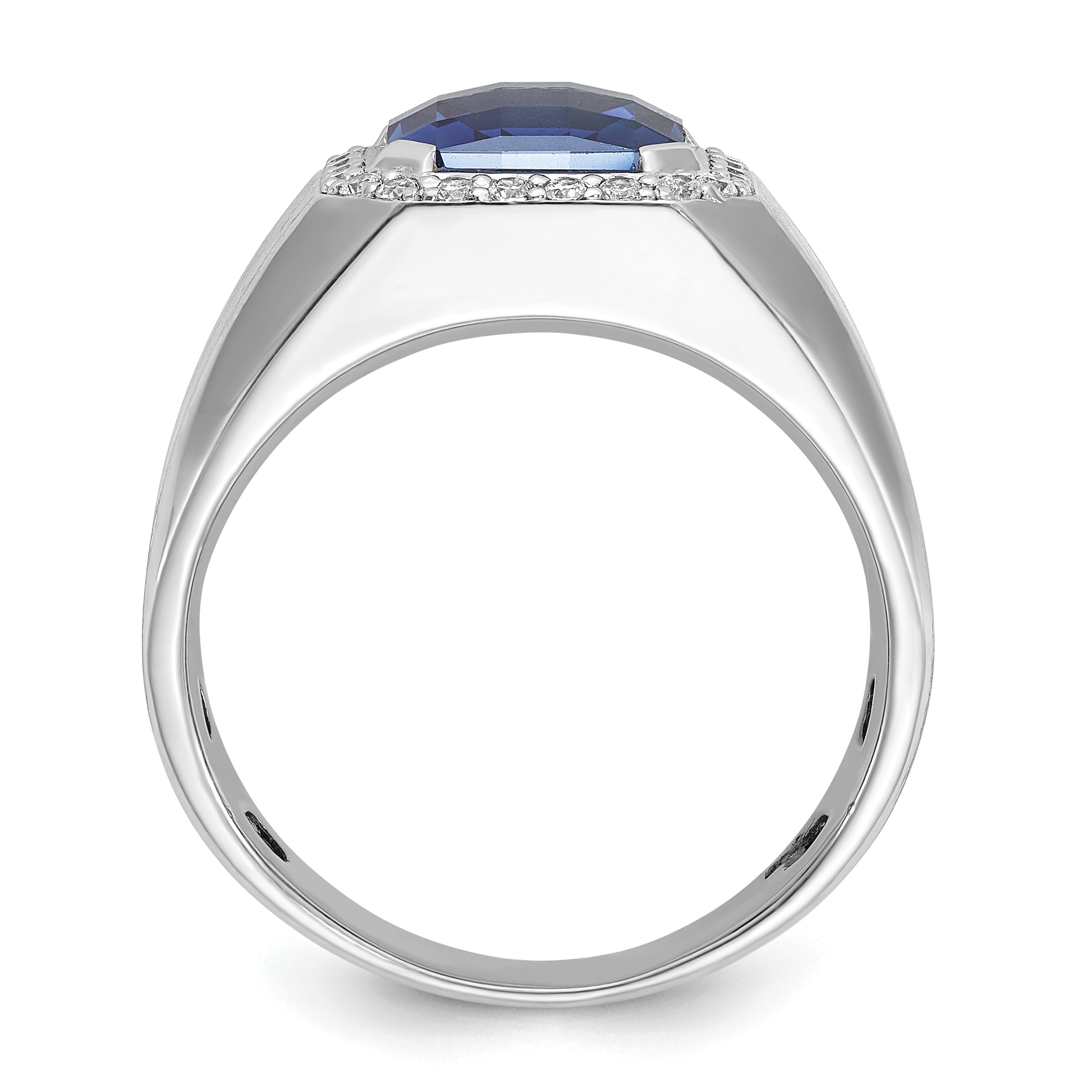 10k White Gold IBGoodman Men's Cr. Sapphire and Diamond Complete Ring