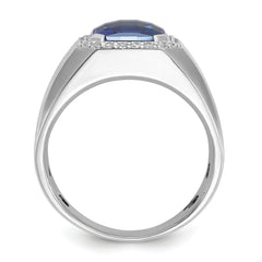 10k White Gold IBGoodman Men's Cr. Sapphire and Diamond Complete Ring