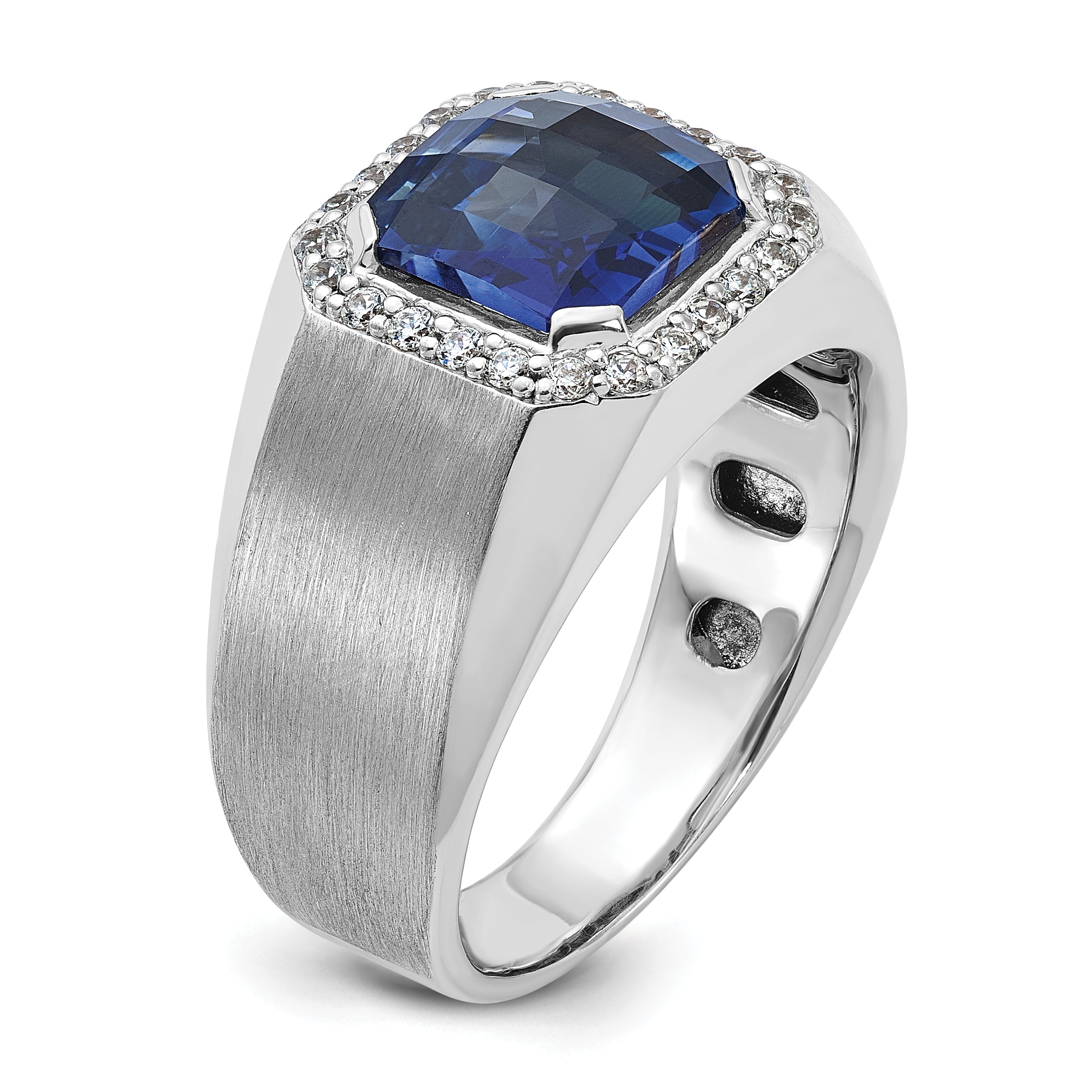 10k White Gold IBGoodman Men's Cr. Sapphire and Diamond Complete Ring