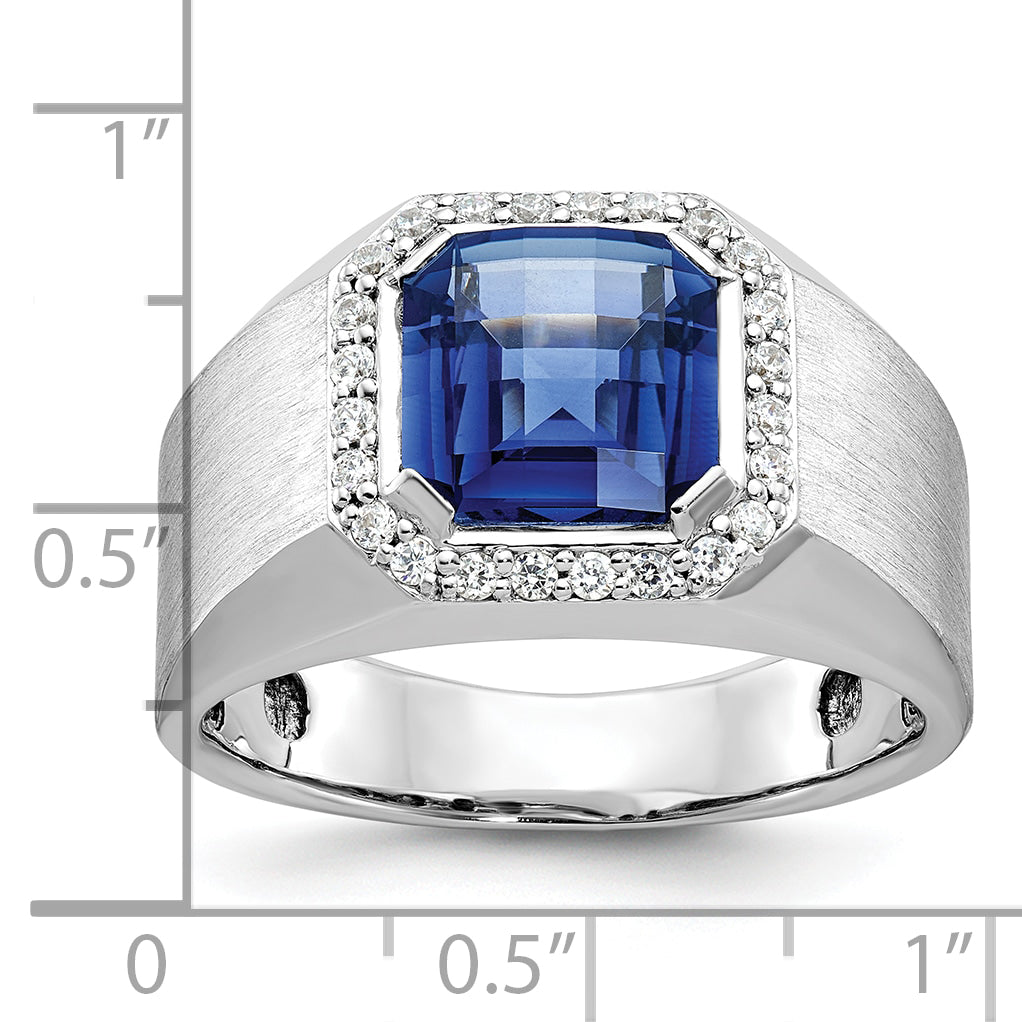 10k White Gold IBGoodman Men's Cr. Sapphire and Diamond Complete Ring