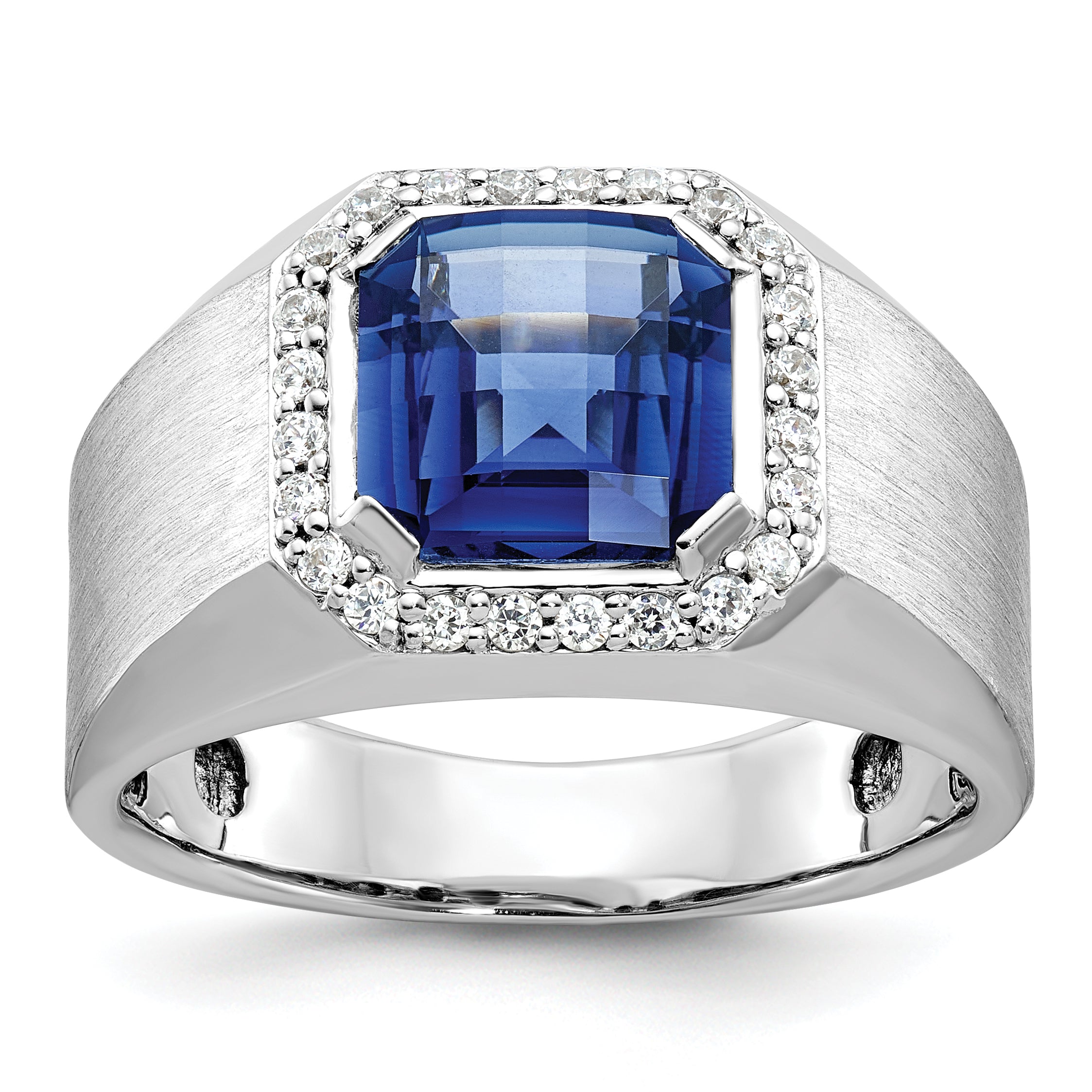 10k White Gold IBGoodman Men's Cr. Sapphire and Diamond Complete Ring